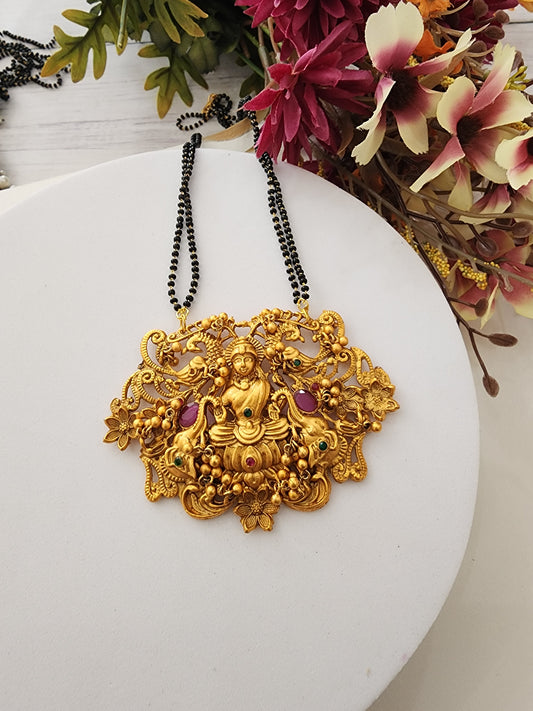 Bhanu Gold plated black bead necklace