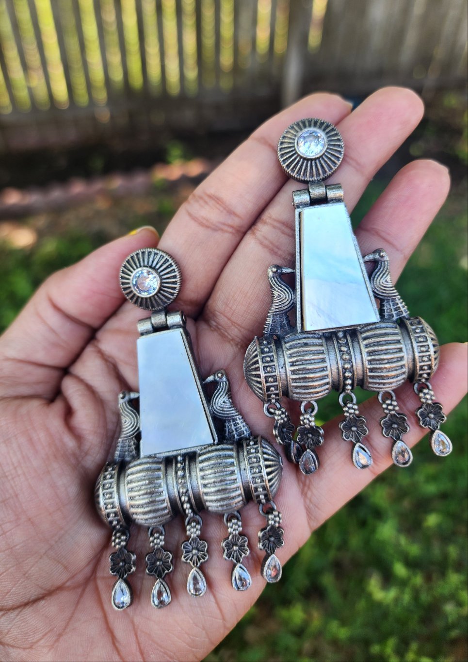 Unique silver alike earrings