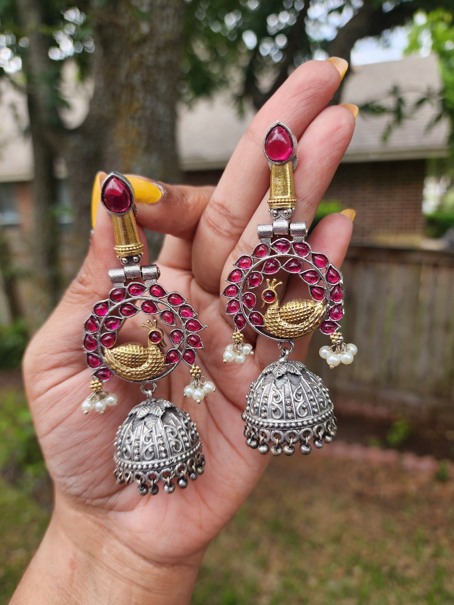 Aastha dualtone jhumka earrings