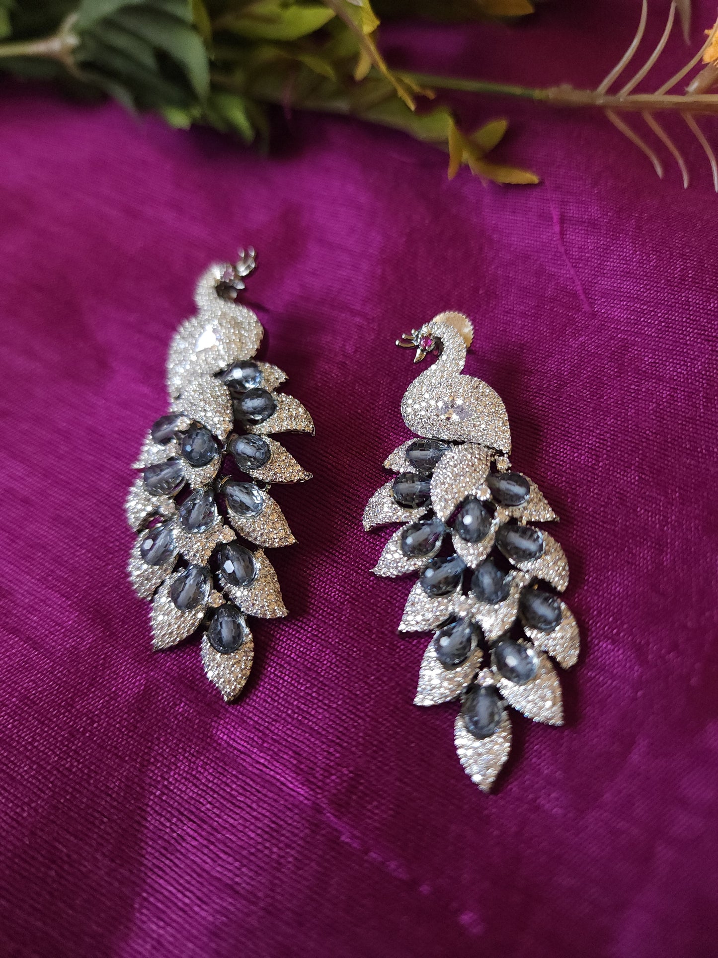 Peacock CZ earrings