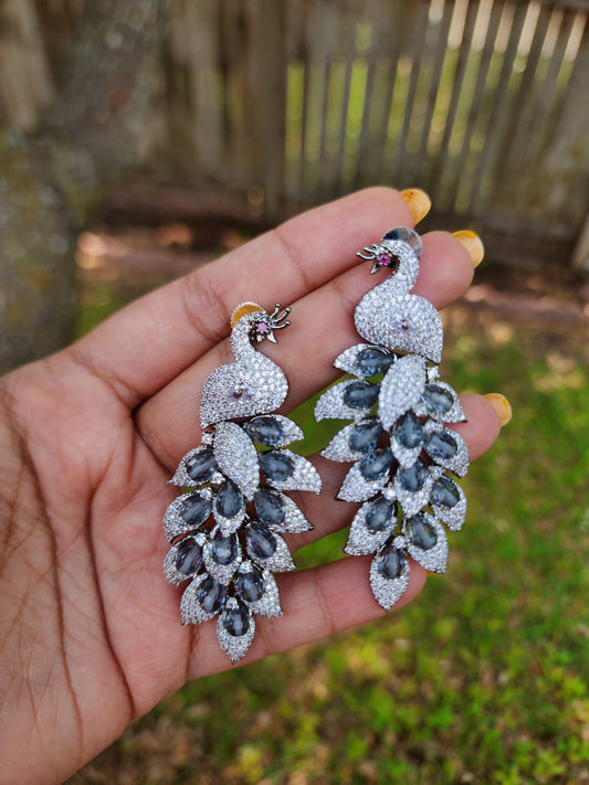 Peacock CZ earrings