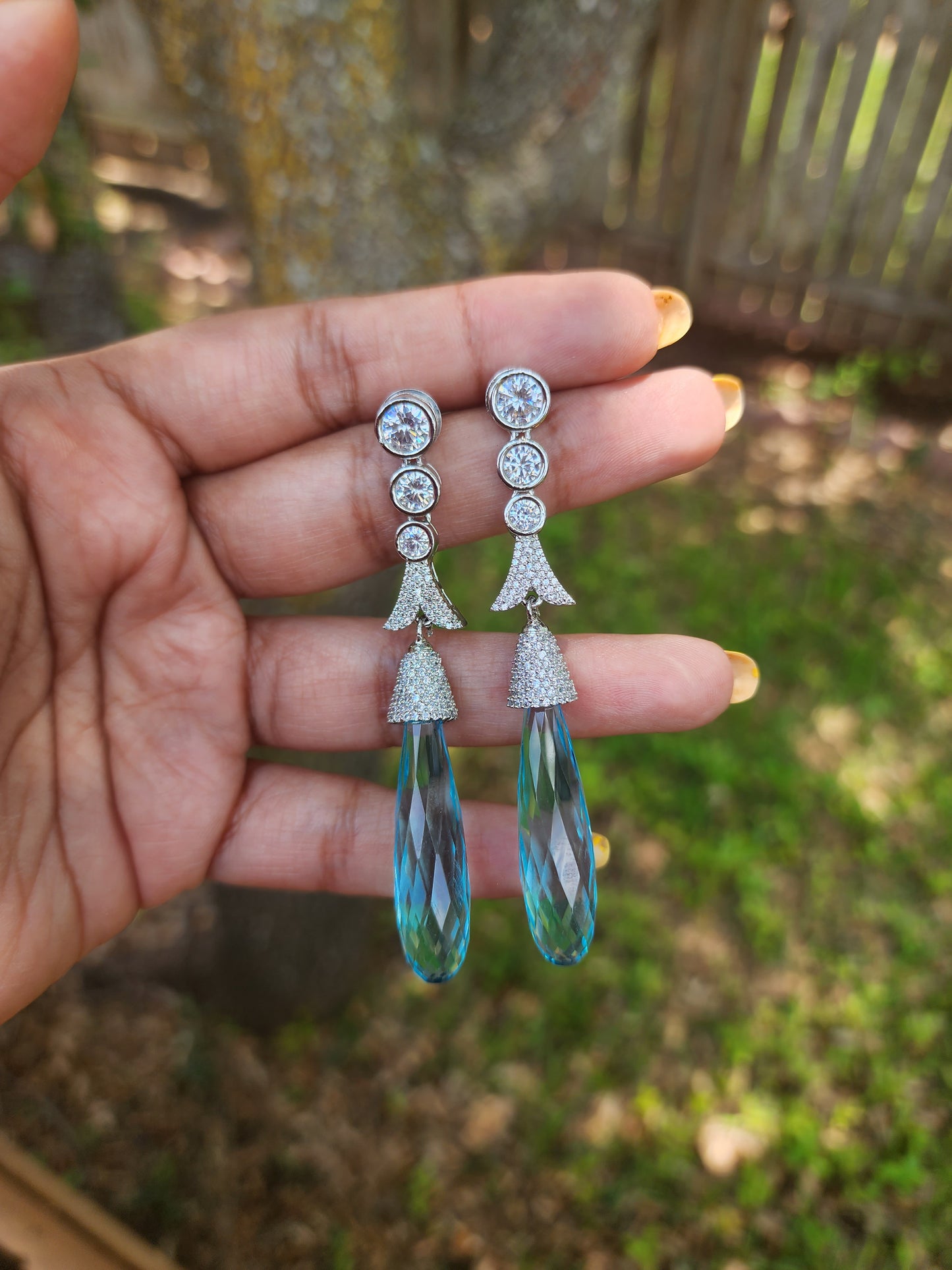 Peacock CZ earrings