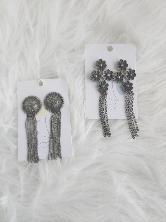 Aditya tassel silver alike earrings