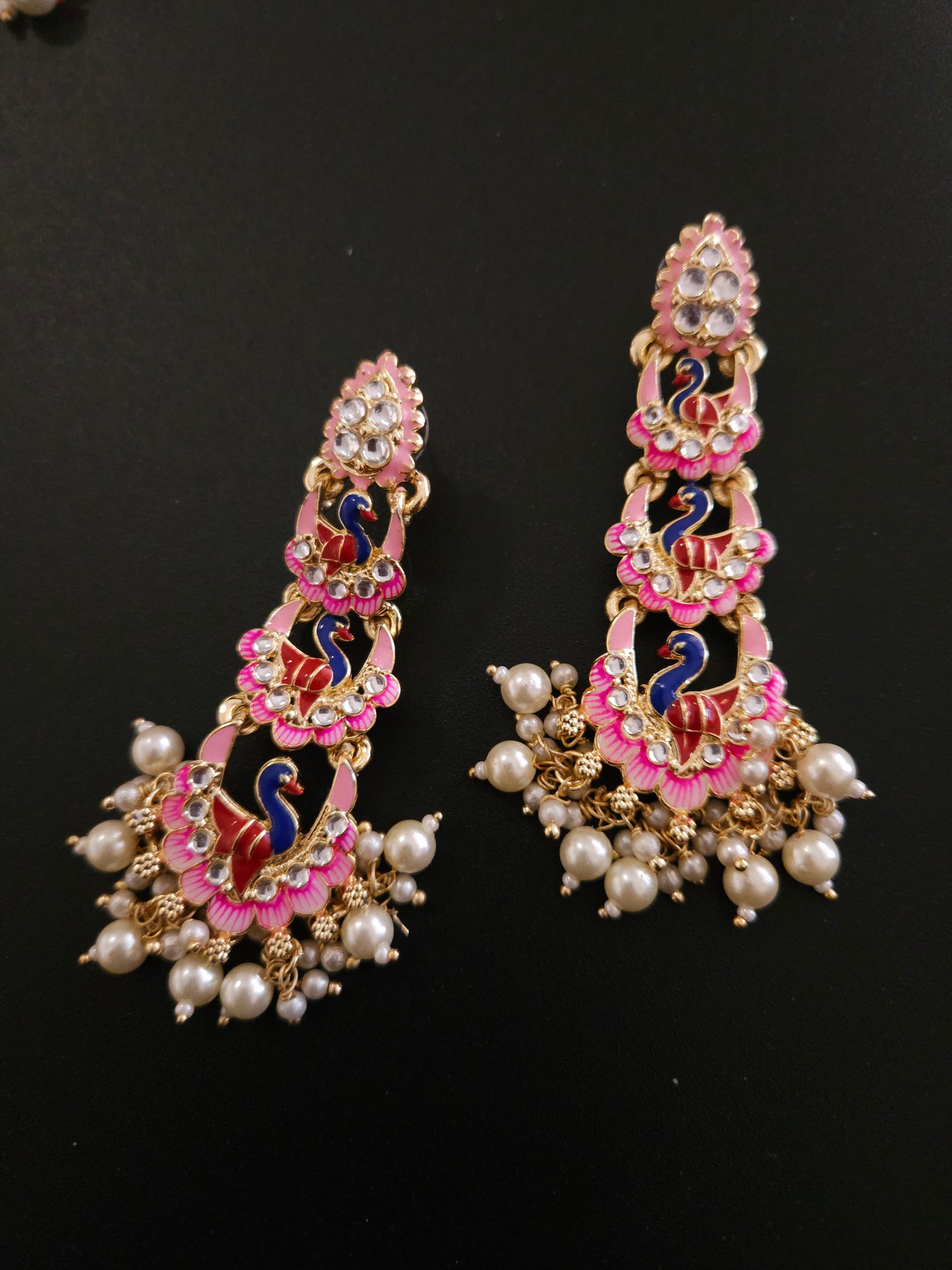 Meenakari handpainted chandbali earrings