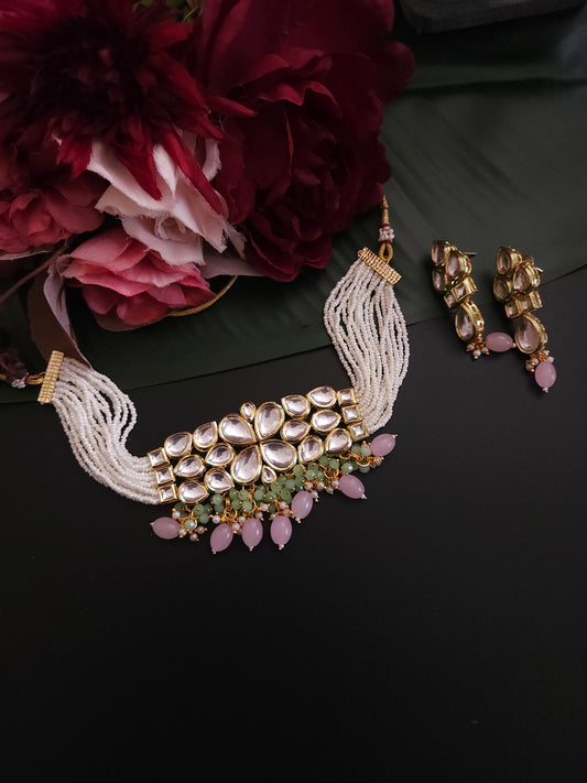 Aanshi kundan choker necklace set