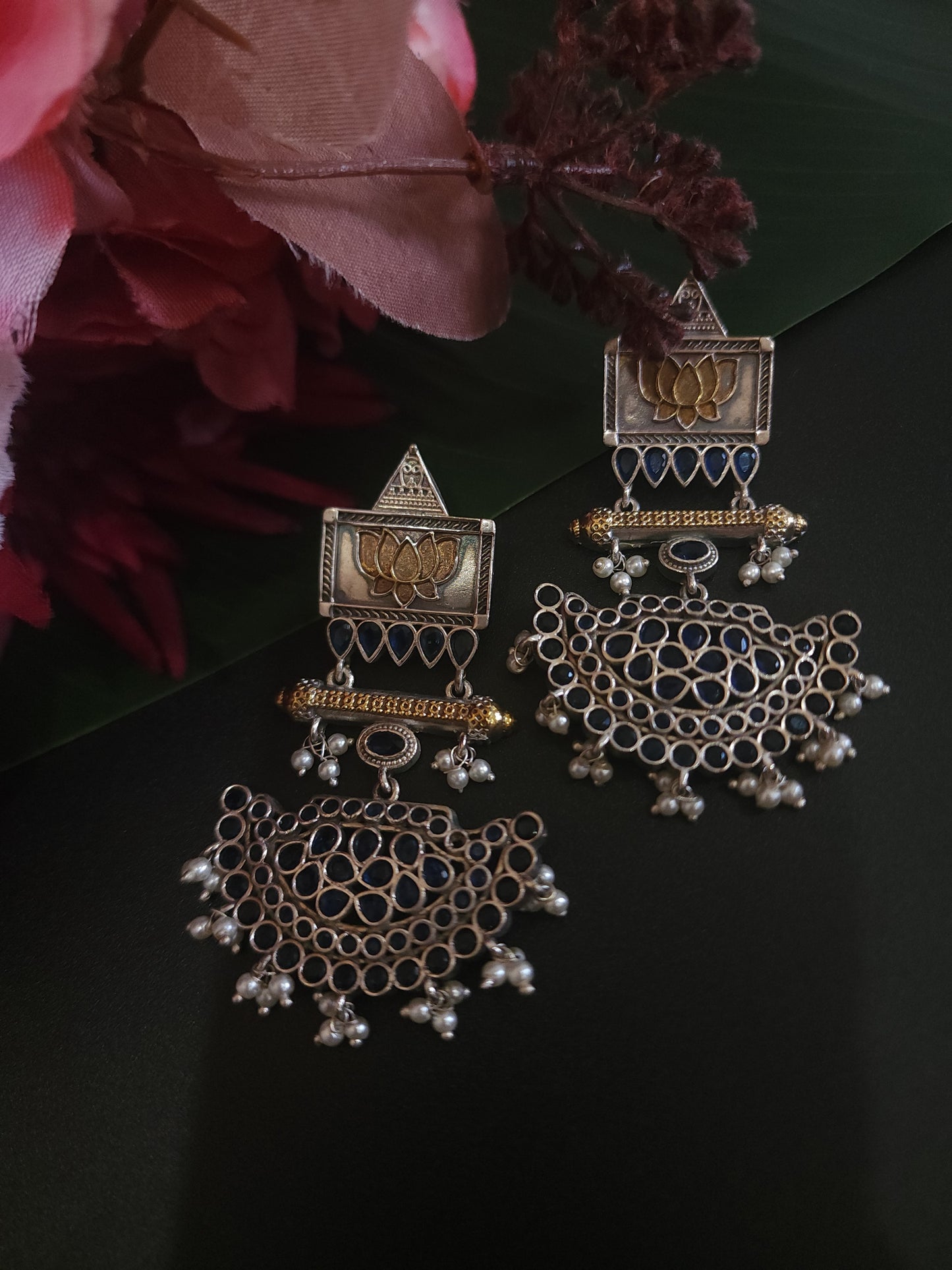 Gomathi fusion silver alike earrings