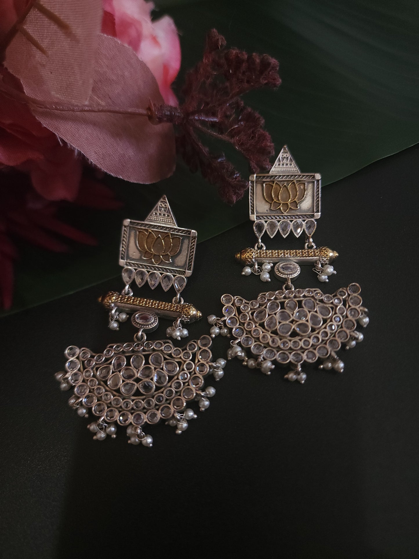 Gomathi fusion silver alike earrings