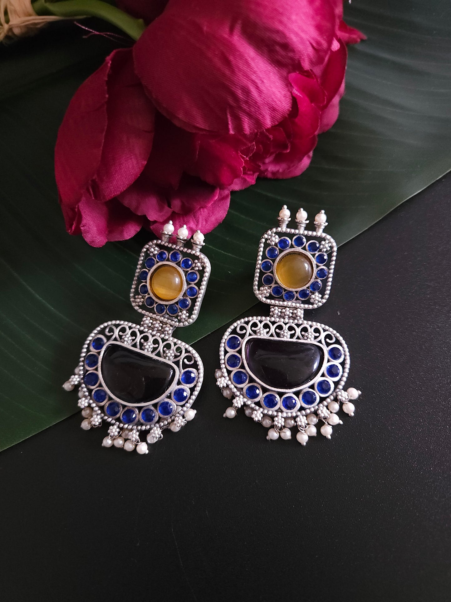 Gomathi fusion silver alike earrings