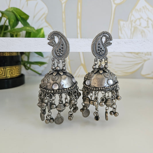 Black metal jhumkas earrings