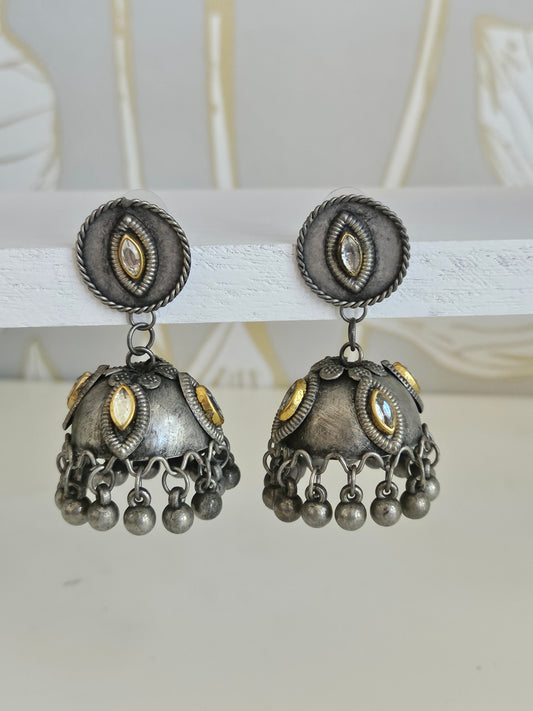 Black metal jhumkas earrings