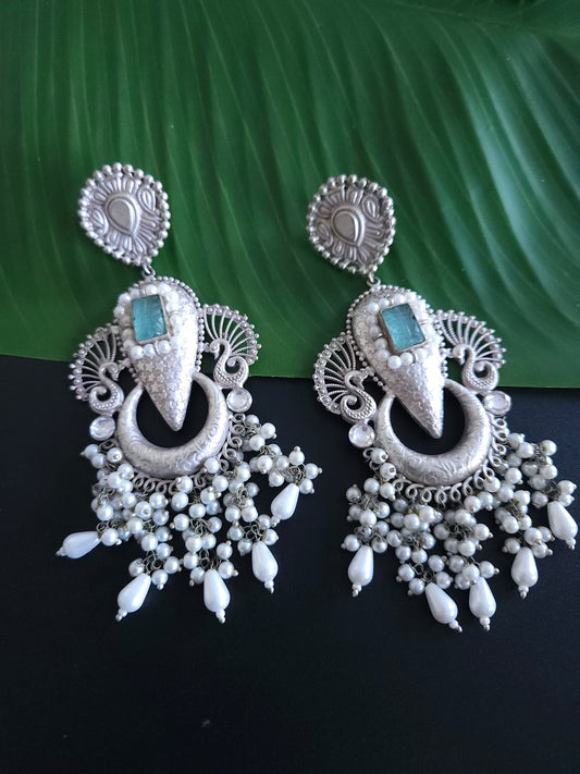 925 silver polish fusion jhumka earrings