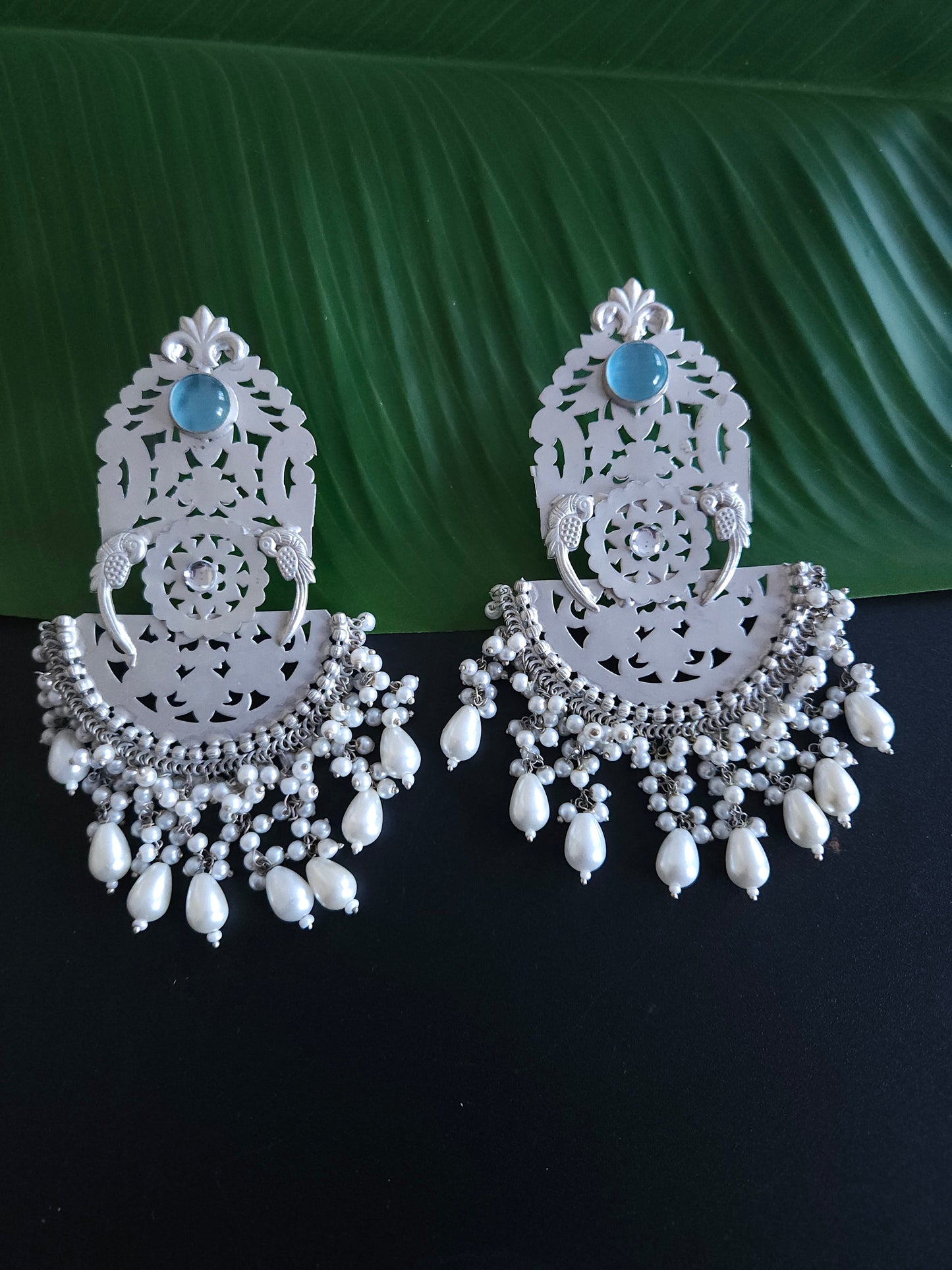 925 silver polish fusion jhumka earrings