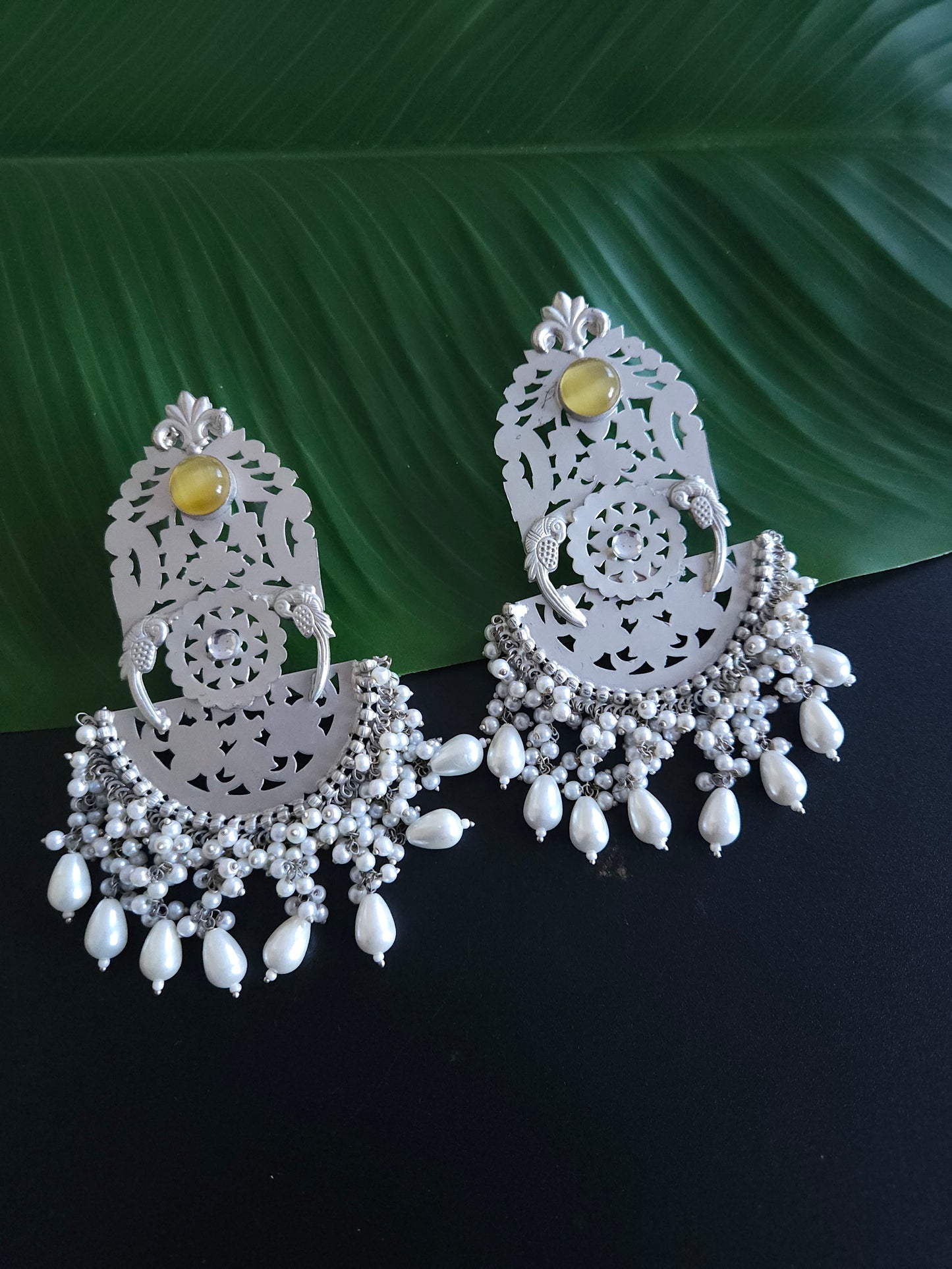 925 silver polish fusion jhumka earrings