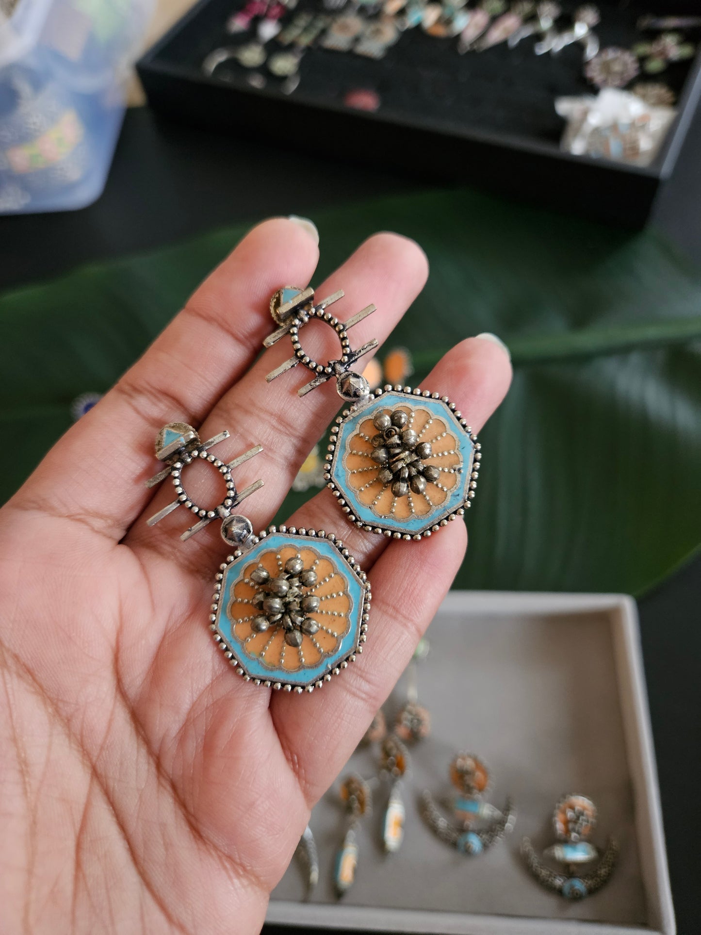 Amarpali inspired silver alike earrings