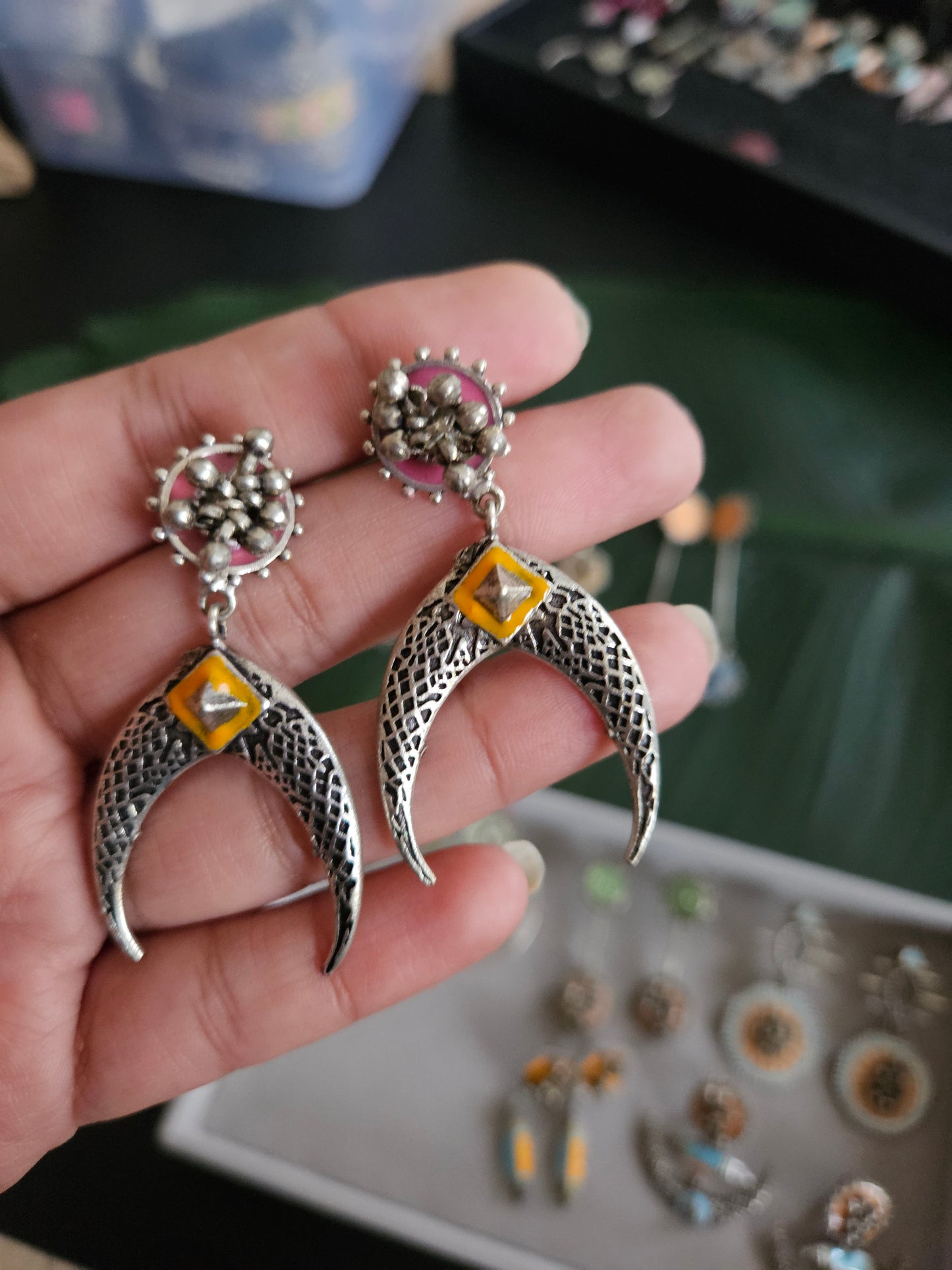 Amarpali inspired silver alike earrings