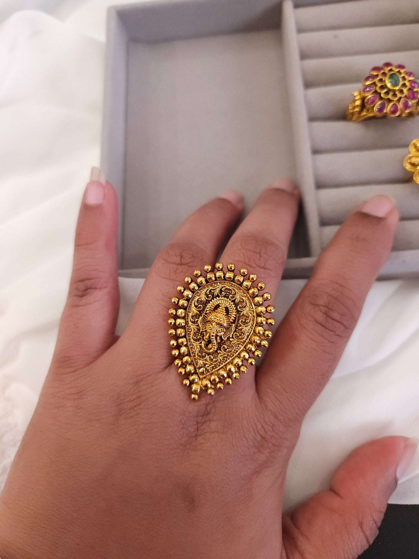 Nakshi goldplated adjustable ring