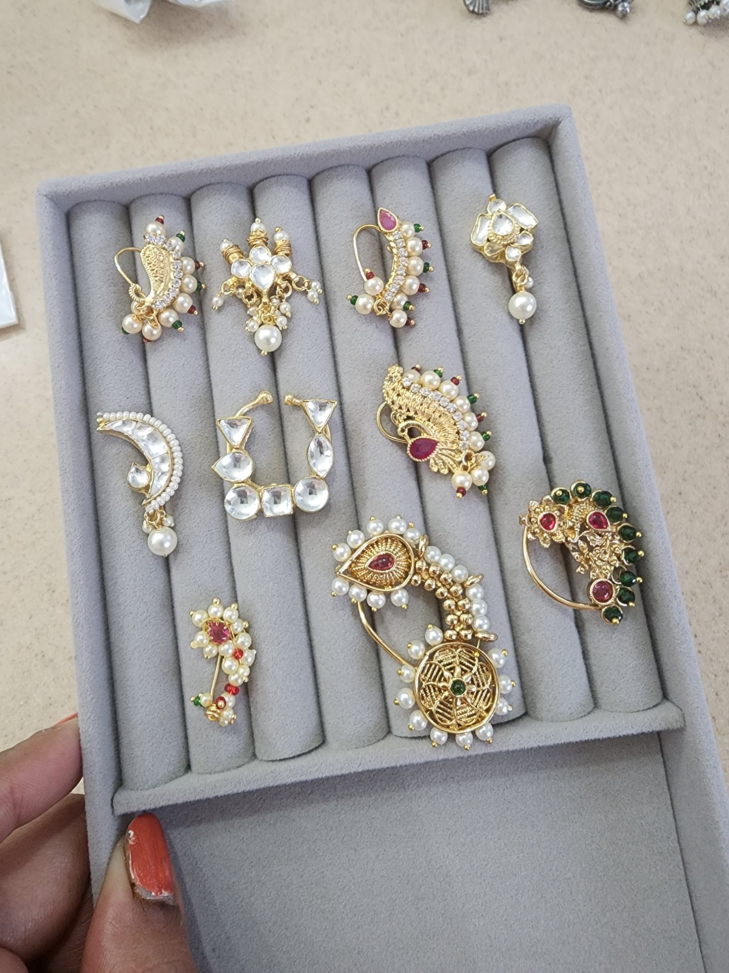 Kundan Non pierced nose pins