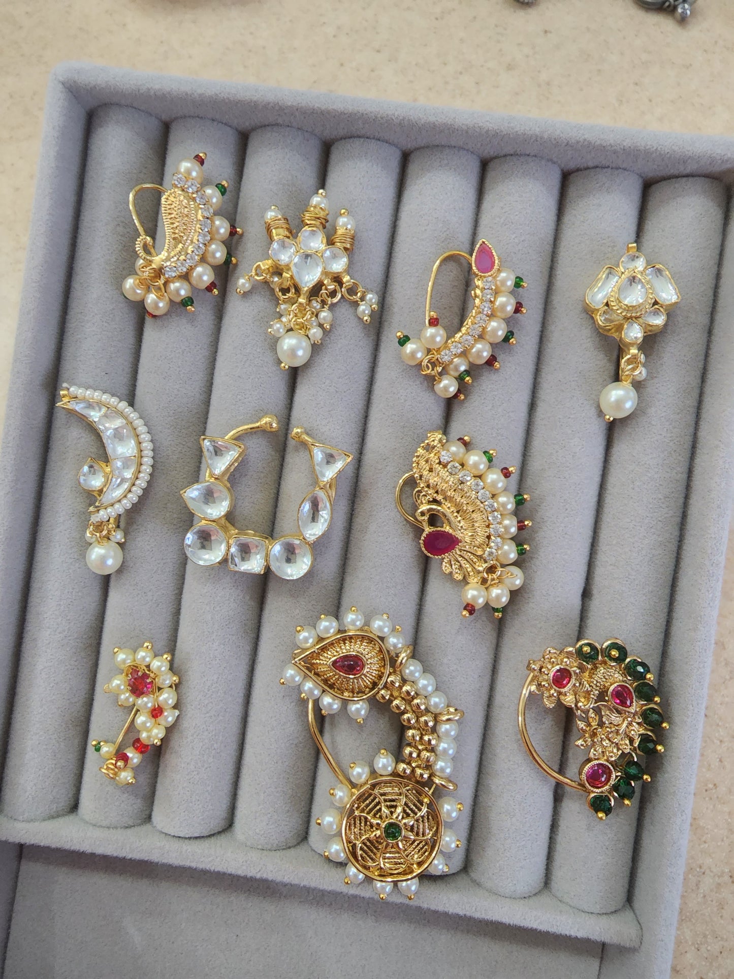 Kundan Non pierced nose pins