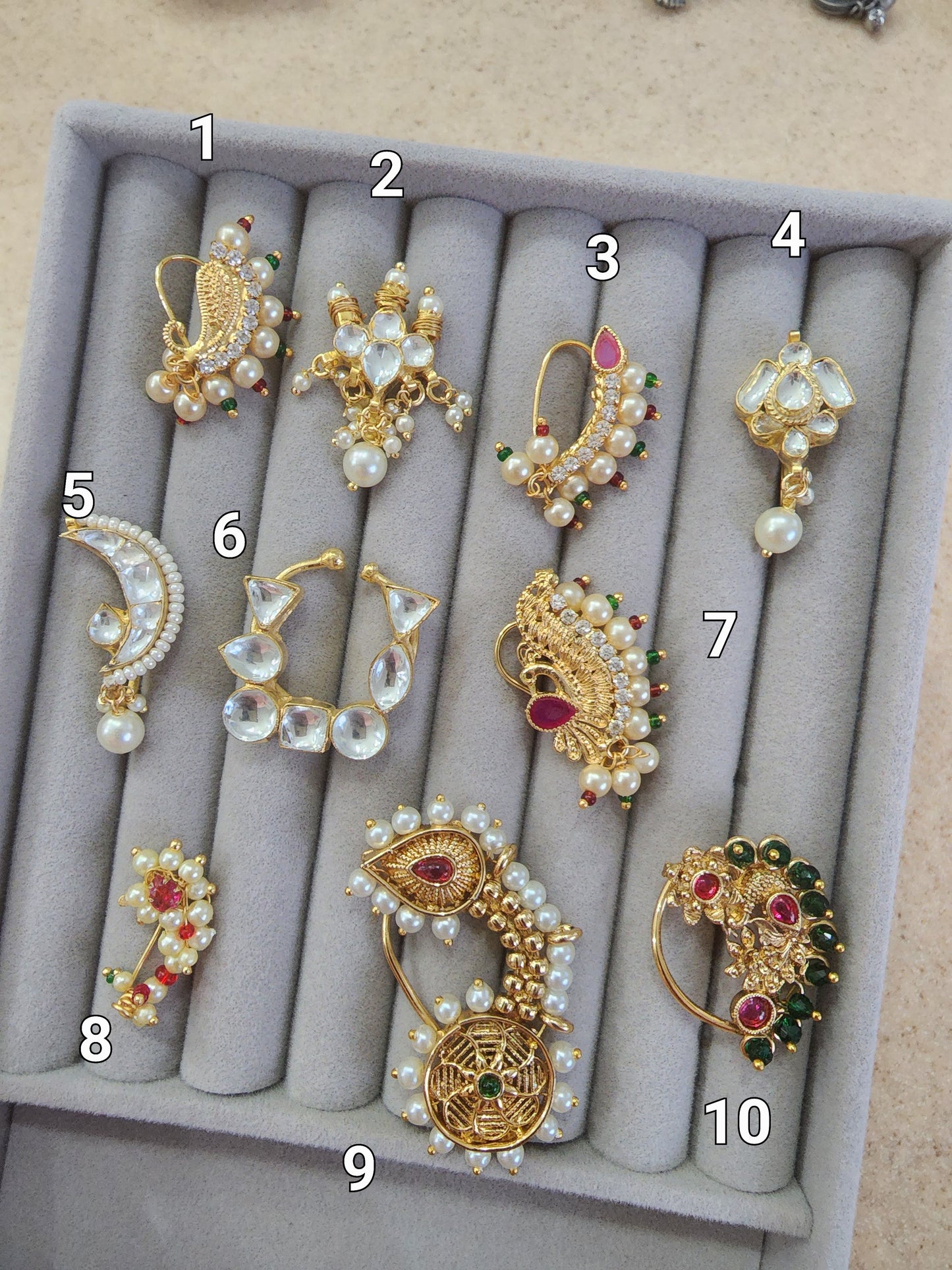 Kundan Non pierced nose pins