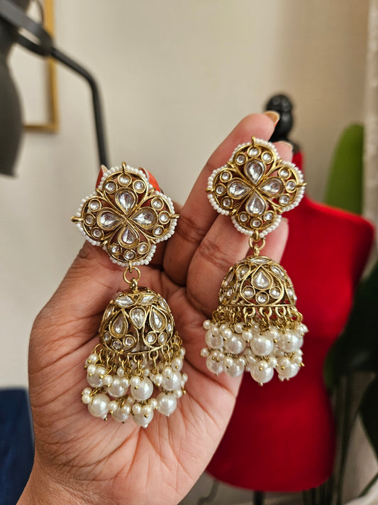 Gold plated jhumka earrings