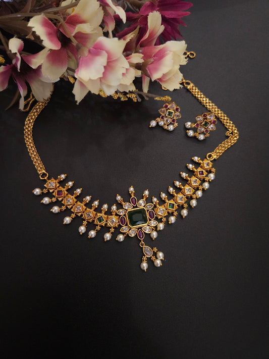 Anandhi goldplated choker necklace set