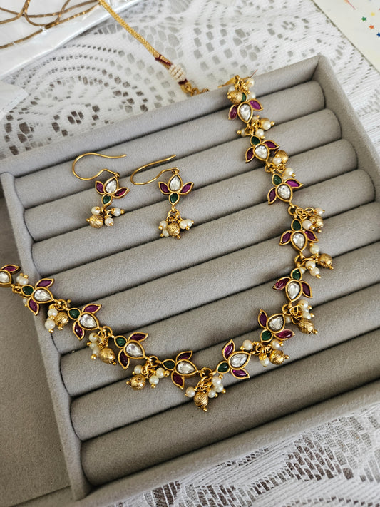 Anandhi goldplated choker necklace set