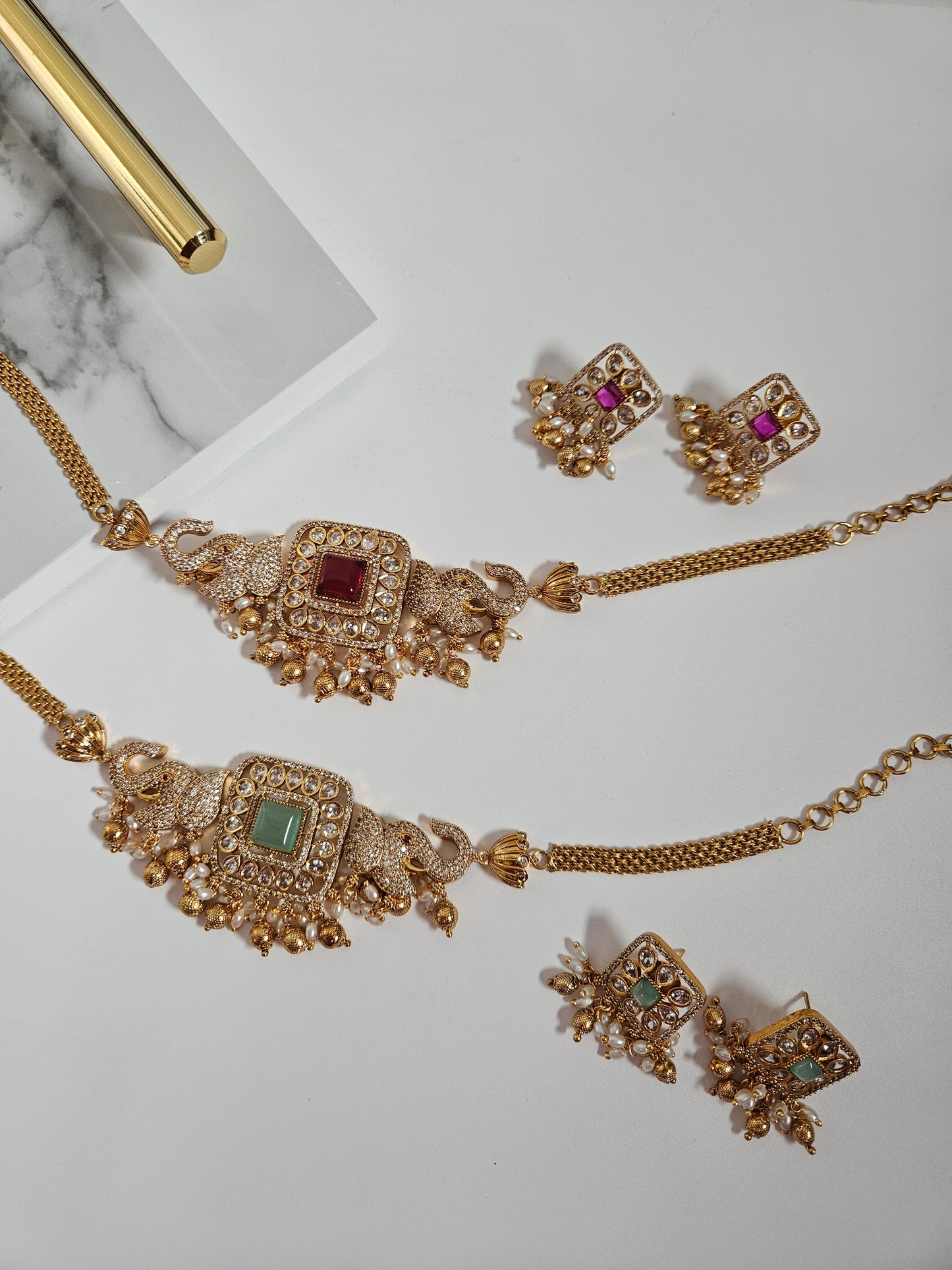 Bhani goldplated Victorian choker necklace set