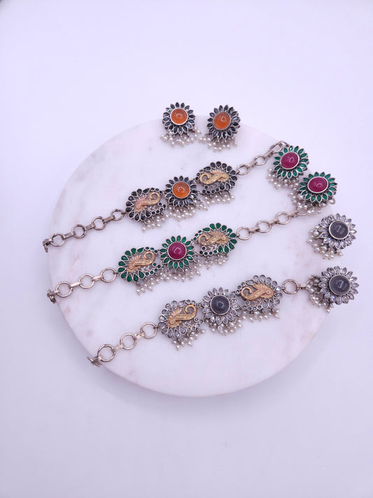 Kranthi dualtone choker set with earrings