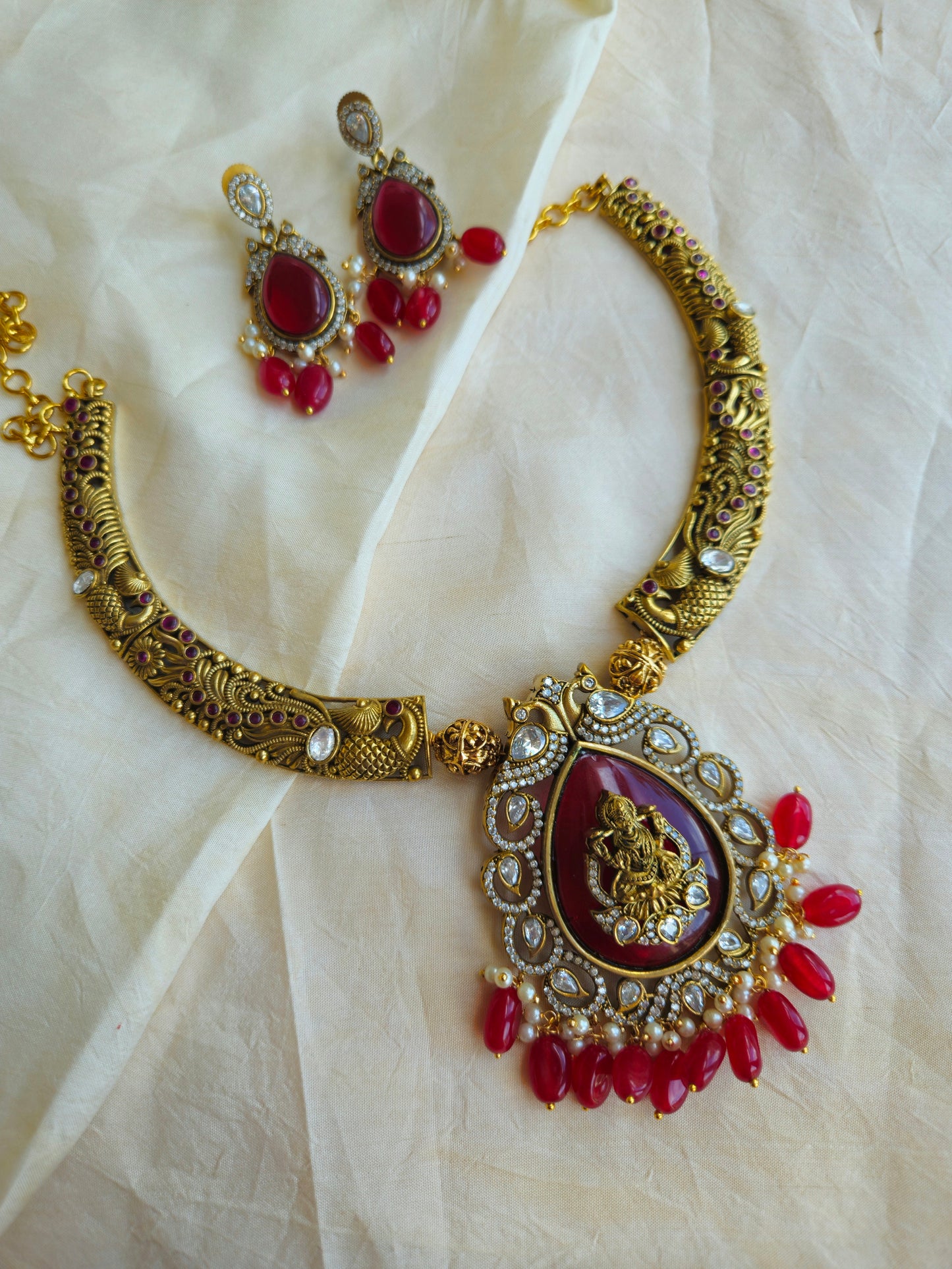 Victorian polki  hasli necklace with earrings