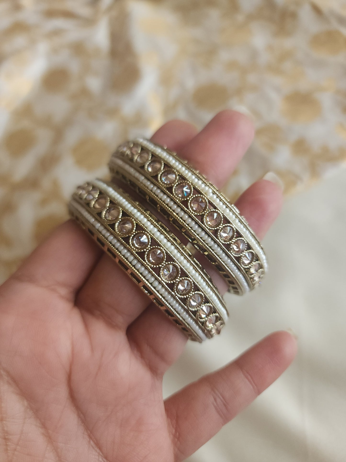 Rabhi kundan Pearl bangles(pair)