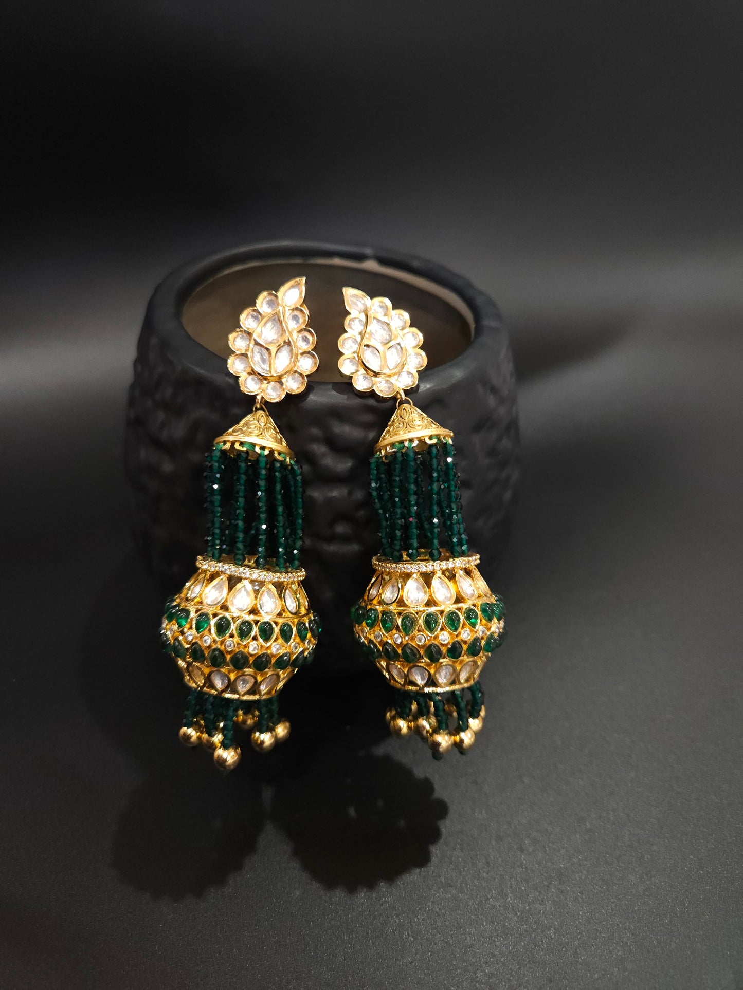 Ashmitha polki jhumka earrings