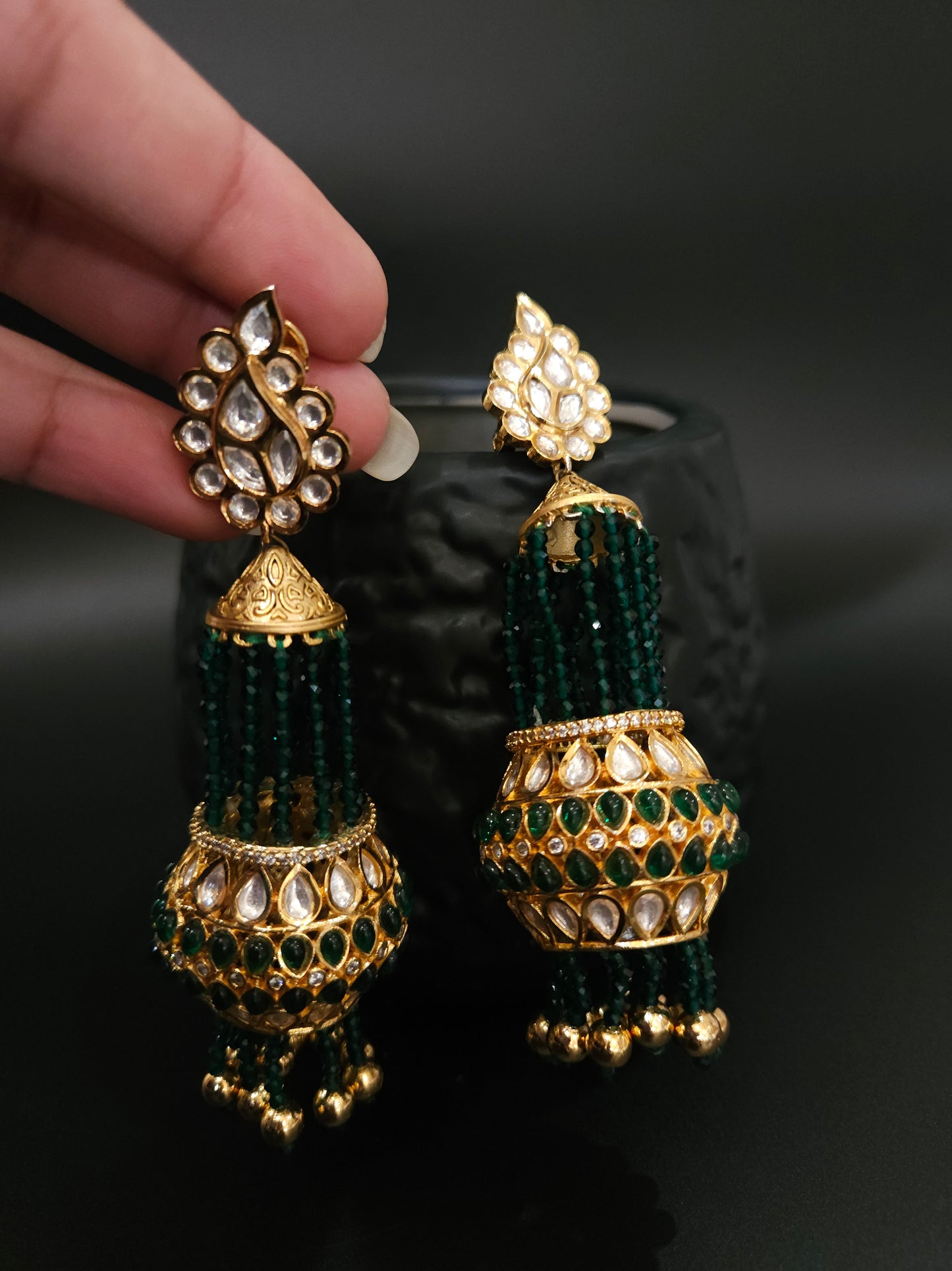 Ashmitha polki jhumka earrings