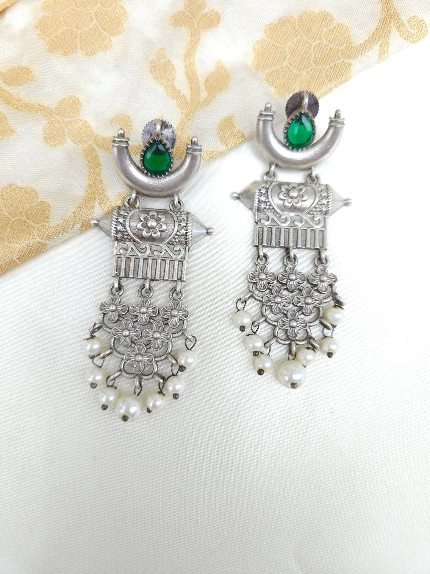 Aditya silver alike earrings