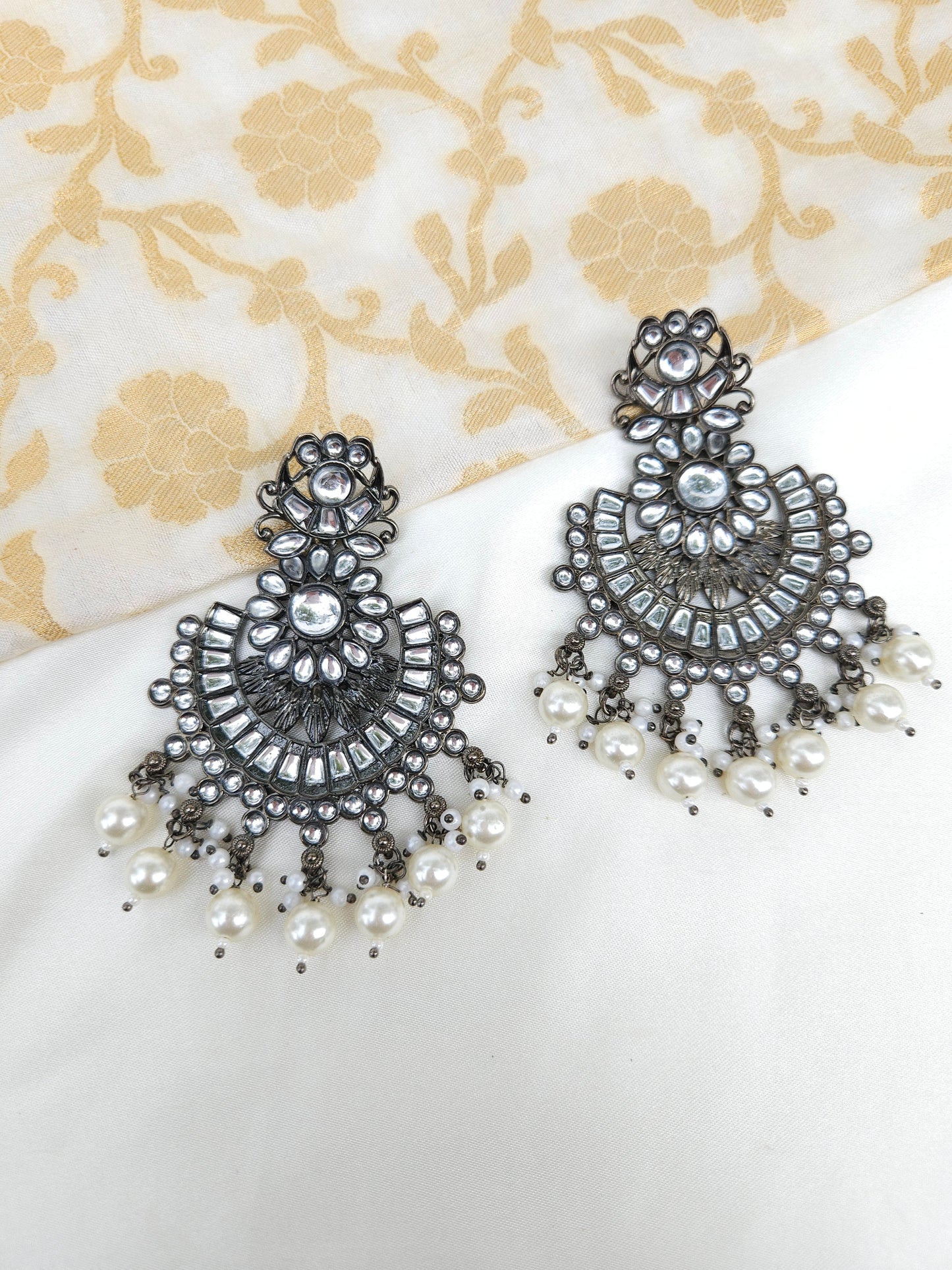 Black rodium plated jhumka earrings