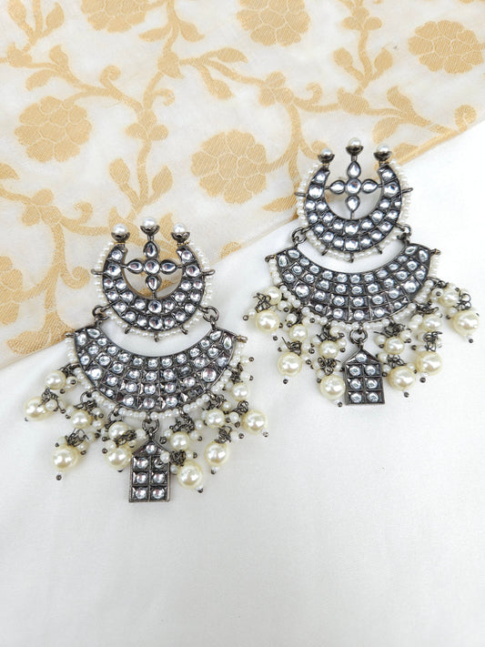 Black rodium plated jhumka earrings