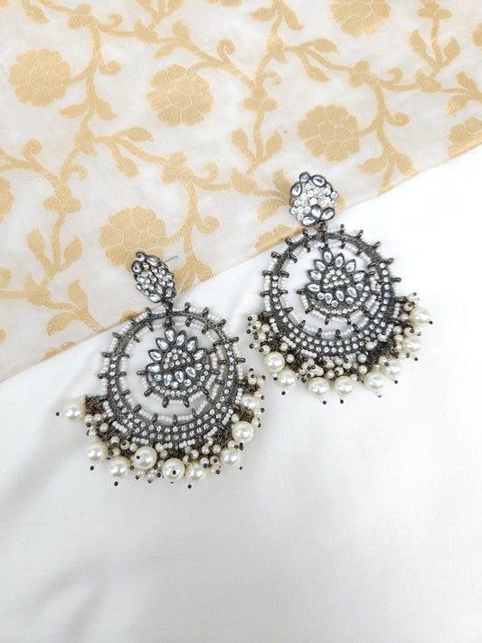 Black rodium plated jhumka earrings