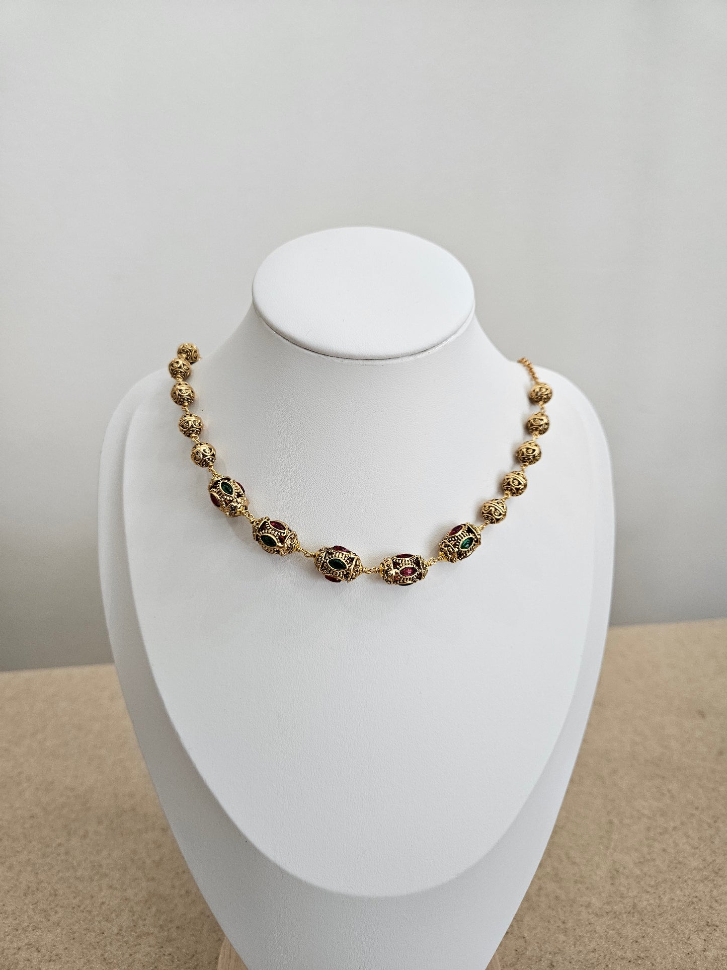 Handmade beaded layered bead necklace