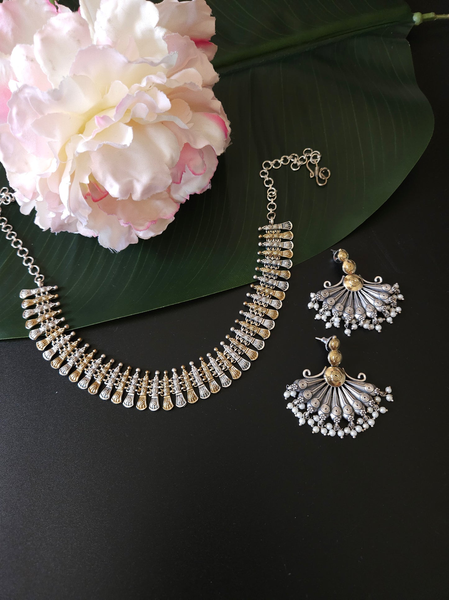 Ambika dualtone necklace set