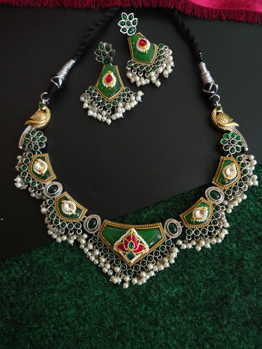 Achyutha dualtone fusion necklace set