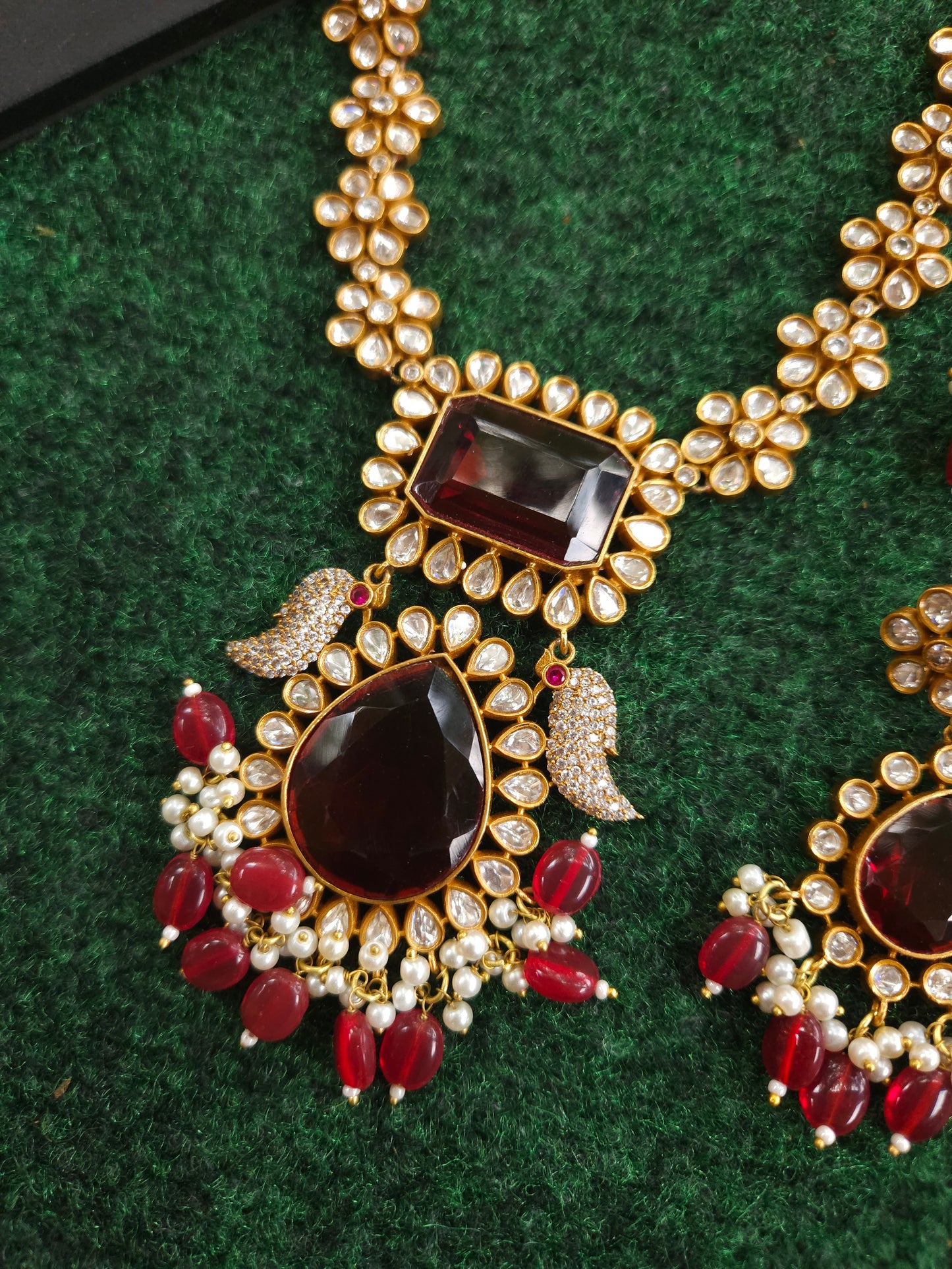 Aanshi victorian polki kundan choker necklace set