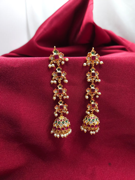 Gold plated jhumka earrings