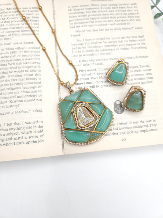 Maria polki pendant necklace set