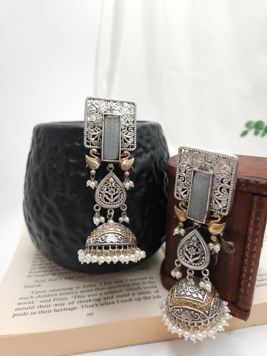 Aastha dualtone jhumka earrings