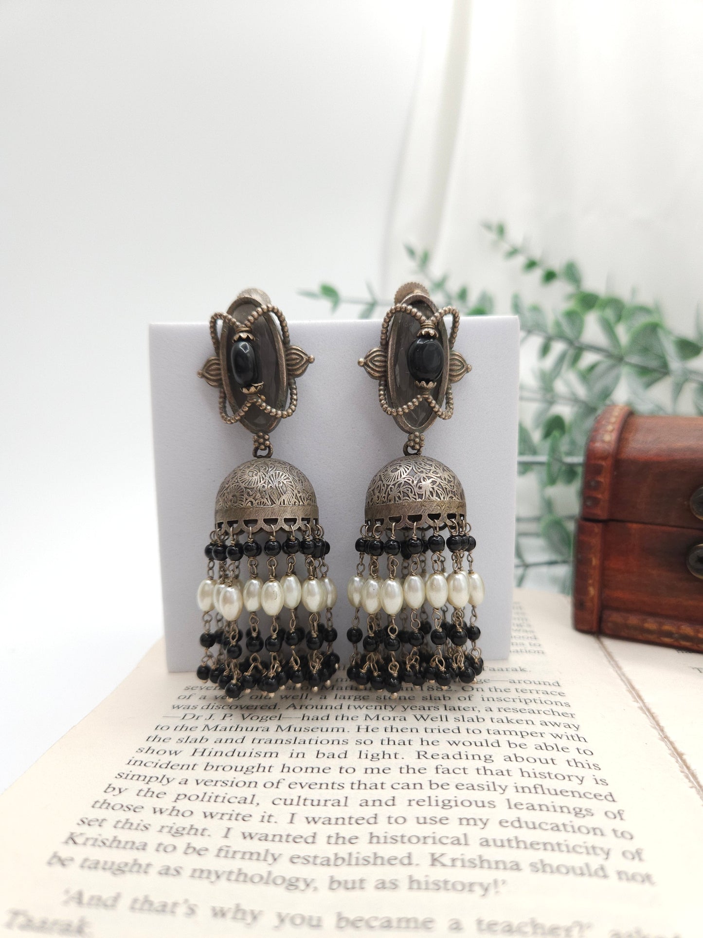 Maithri silver alike jhumka earrings