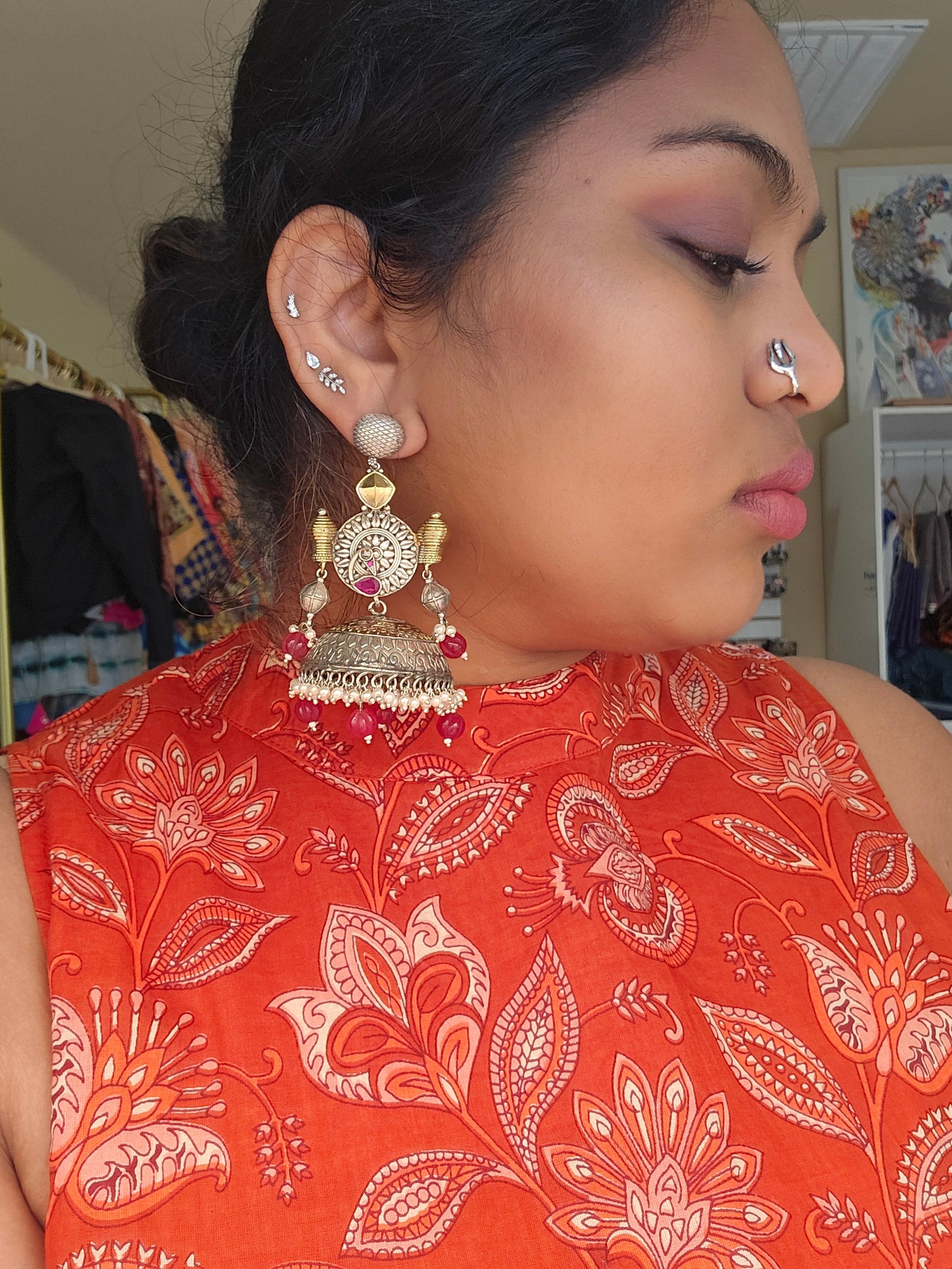 Aastha dualtone jhumka earrings