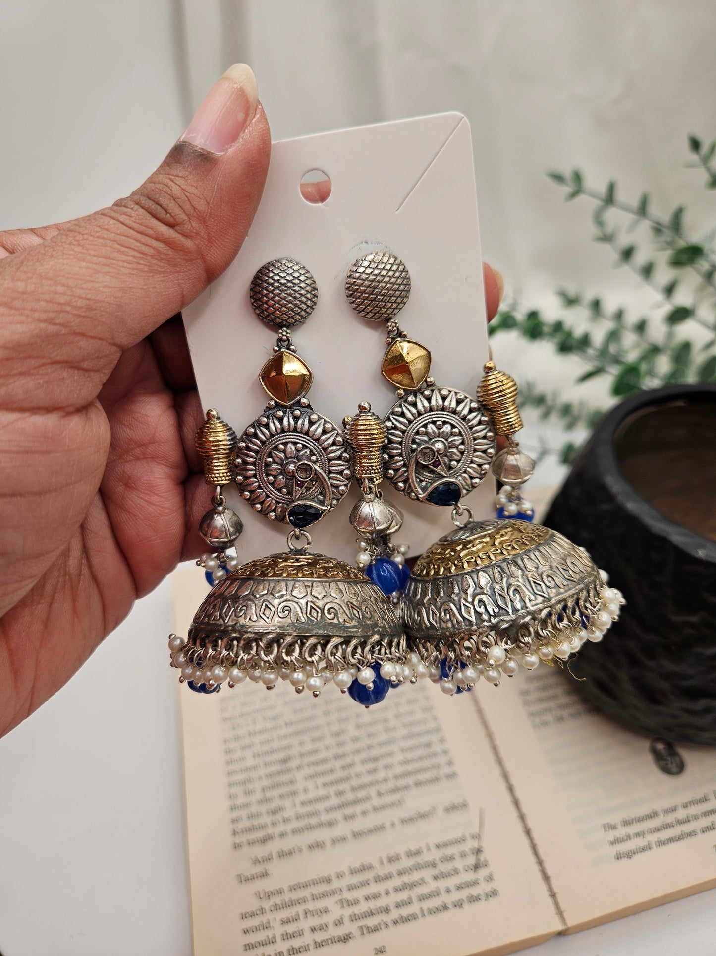 Aastha dualtone jhumka earrings