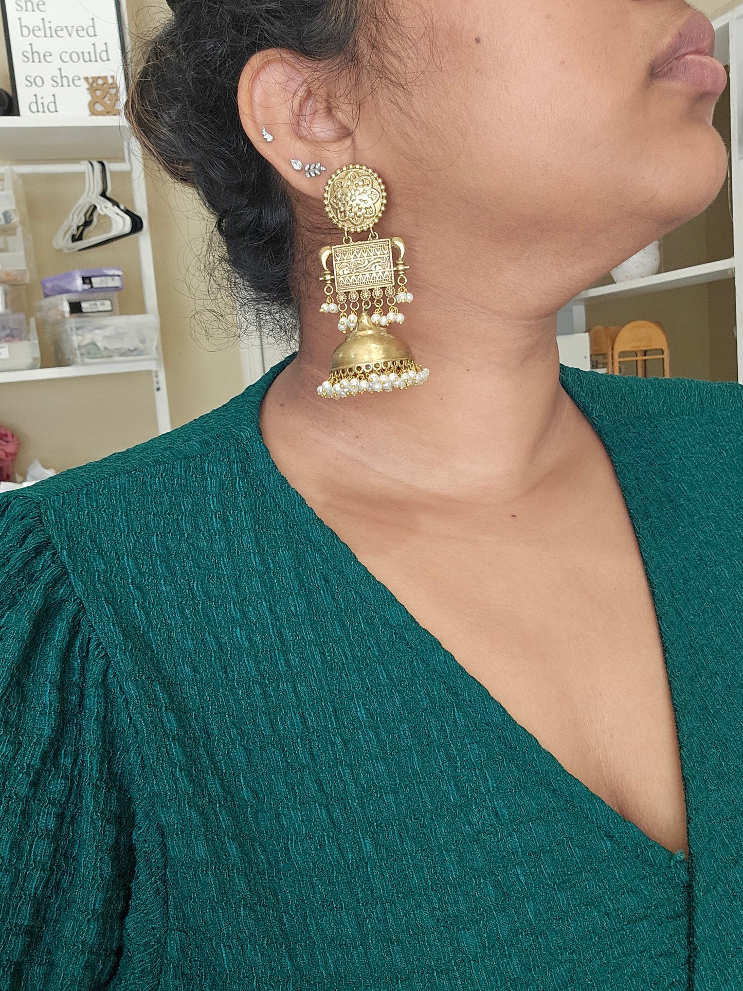 Adriana rajwadi polish jhumka earrings