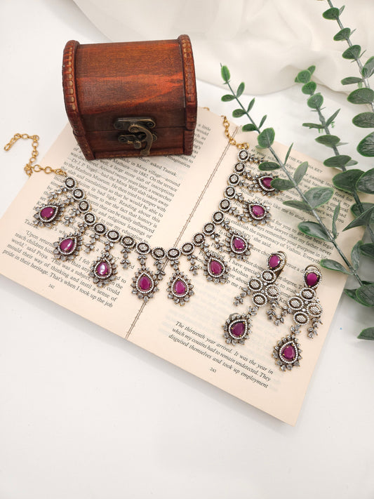 Victorian polki ad necklace with earrings