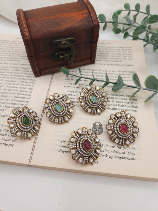 Victorian polki stud earrings