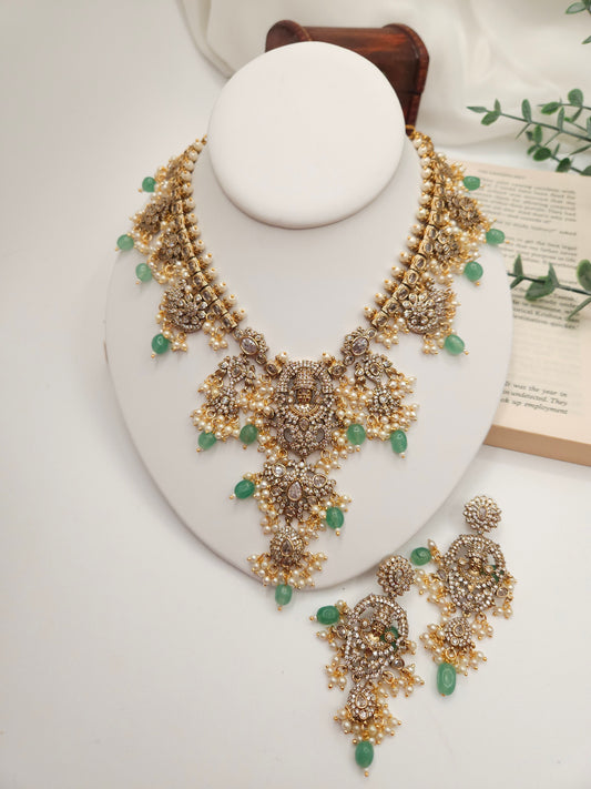 Victorian polki guttapusalu necklace with earrings